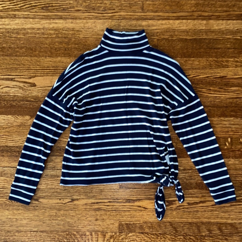 J. Crew Navy Stripe Turtleneck Tee